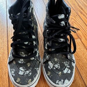 Peanuts Vans Kids High-Top Sneakers - Black with White and Yellow Patterns